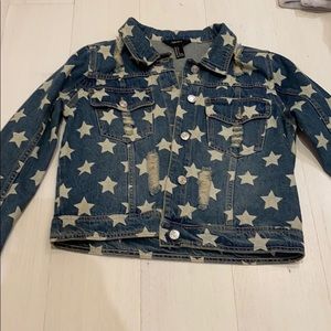Denim jacket with white stars